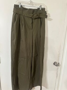 Express Olive High-Rise Belted Pants